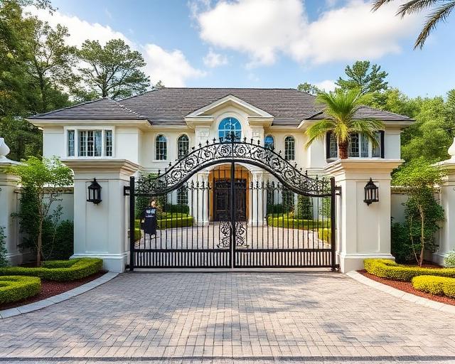 Luxury estate gate with security
