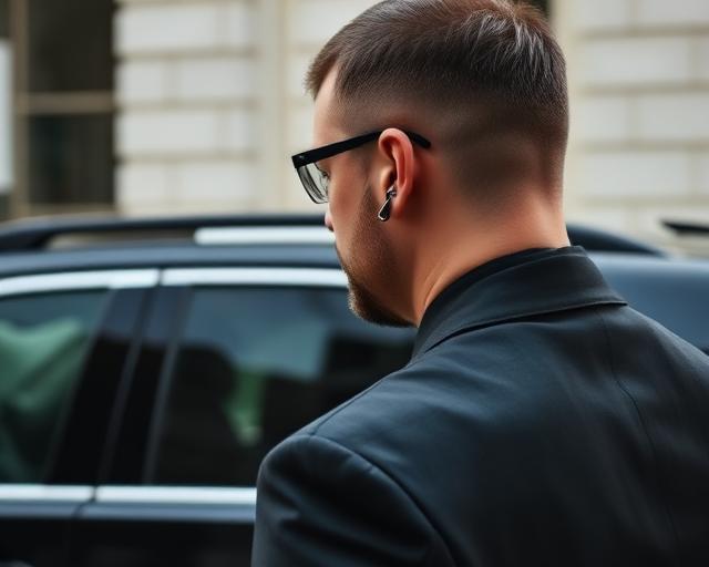 Close protection officer escorting VIP